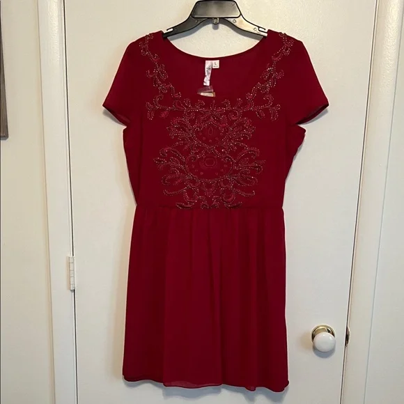 Francesca's Collections Red Embroidered Dress - Picture 3 of 10